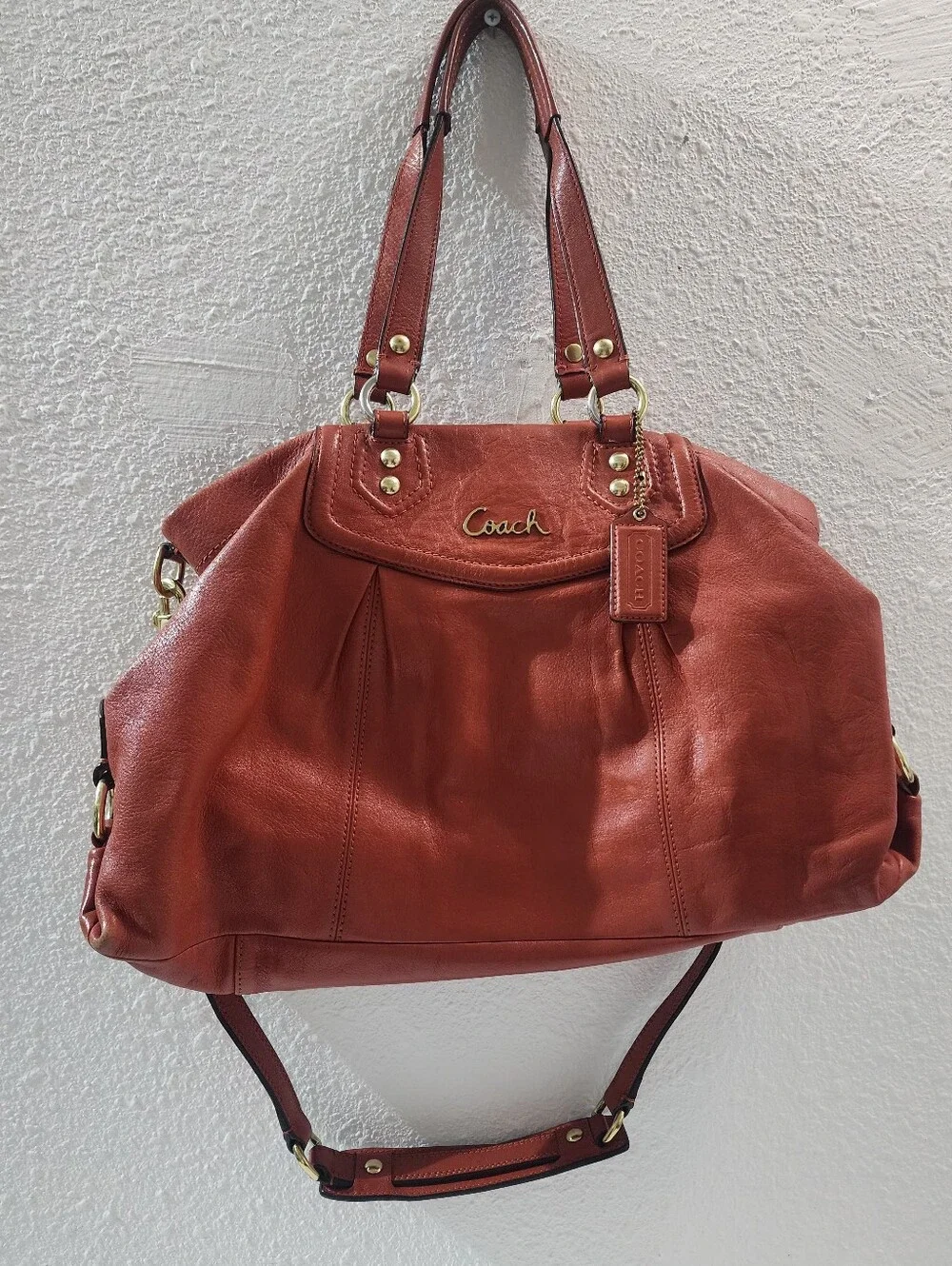 COACH Ashley Vermillion Orange Leather Satchel Shoulder Crossbody Bag Vintage